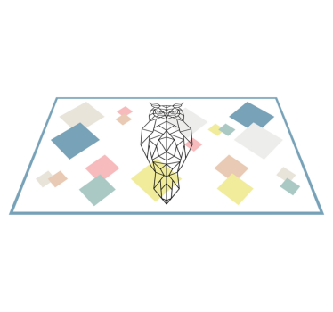 Estampa de coruja em formas geométricas tapete estilo nórdico - TenStickers