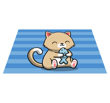Tapete vinílico de animais gato fofo com peixe - TenStickers