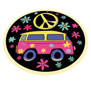 Microônibus com tapete retrô do símbolo da paz - TenStickers