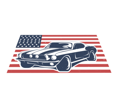 Tapete vinílico juvenil bandeira dos eua e automóvel - TenStickers
