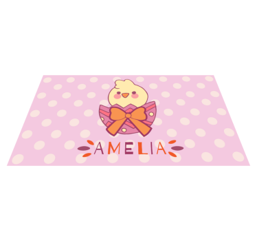Tapete vinílico para bebés pintinho rosa com nome - TenStickers