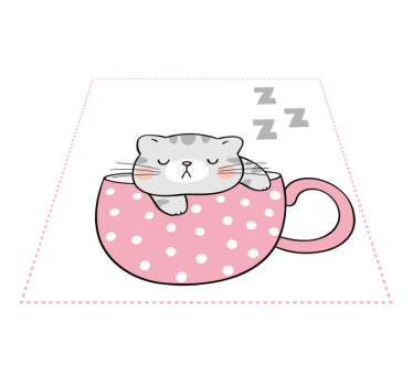 Gato fofo dormindo na xícara de café desenho animado - TenStickers