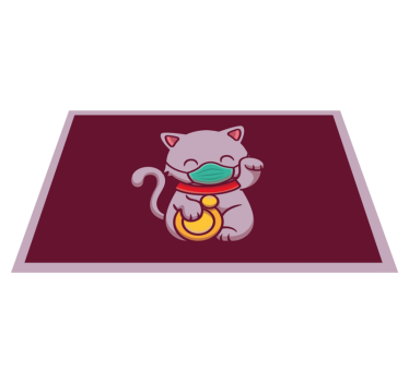 Tapete vinílico de animais gato usando máscara - TenStickers