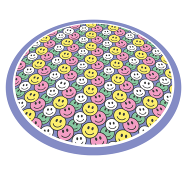 Tapete circular de carinhas sorridentes em tons pastel coloridos - TenStickers