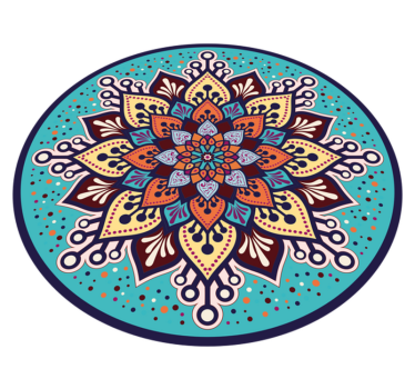 Tapete de mandala em forma de sol azul e laranja - TenStickers