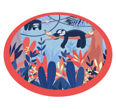 Tapete vinílico estampa de animal cena de selva de preguiça - TenStickers