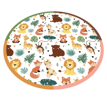 Animais selvagens fofos com folhas tapete animal - TenStickers