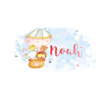 Tapete vinílico para bebés aventura de balão com nome - TenStickers