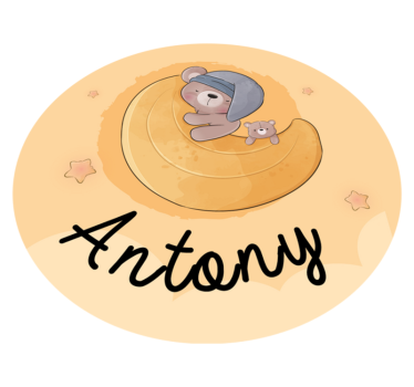 Ursinho de pelúcia rodeado de estrelas tapete de vinil personaliz - TenStickers