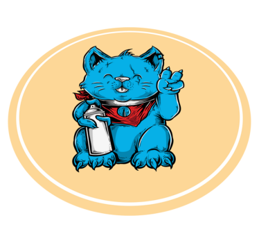 Tapete vinílico de animais gato azul com mamadeira - TenStickers