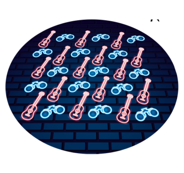 Tapete vinílico juvenil padrões musicais de neon - TenStickers