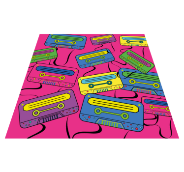 Tapete vinílico juvenil fitas cassete vibrantes - TenStickers
