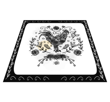 Tapete quadrado galo preto e branco - TenStickers