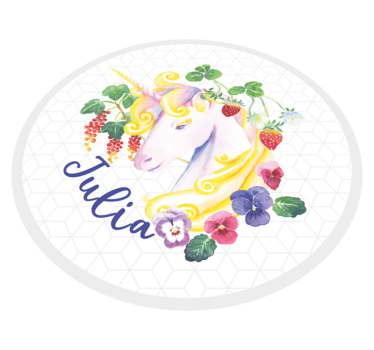 Tapete vinílico juvenil flor de unicórnio personalizada - TenStickers