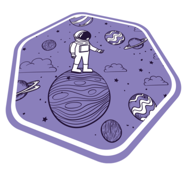 Desenho de astronauta com tapete do quarto dos planetas - TenStickers
