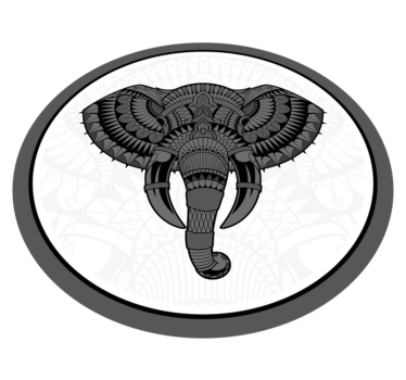 Tapete vinílico de animais mandala cinza elefante - TenStickers