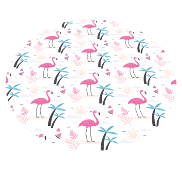 Tapete vinílico juvenil cena tropical de flamingos - TenStickers