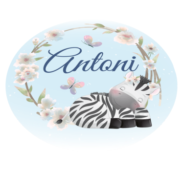 Tapete vinílico para bebés zebra bebê com nome - TenStickers