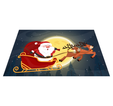 Cartoon papai noel em seu tapete de natal de trenó - TenStickers