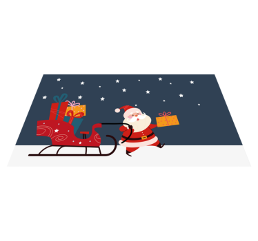 Trenó de desenho animado com tapete de natal de papai noel de pre - TenStickers