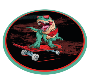 Tapete vinílico juvenil dinossauro skatista legal - TenStickers