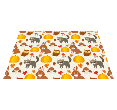 Tapete vinílico para bebés personagens animais do outono - TenStickers