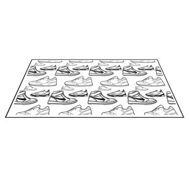 ténis retrô preto e branco padrão tapete retrô - TenStickers