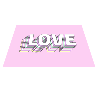 Tapete retro do hall de entrada com letras multicamadas de amor - TenStickers