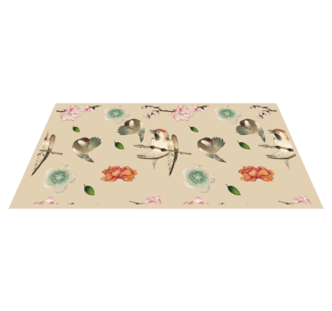 Tapete vinílico de animais pássaros e flores - TenStickers