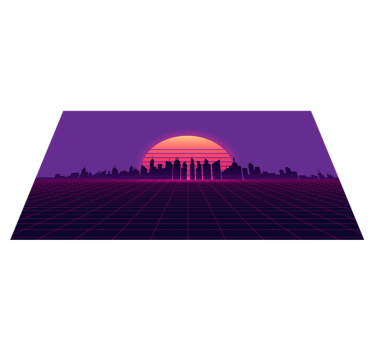 Tapete retrô estilo vaporwave pôr do sol dos anos 80 - TenStickers