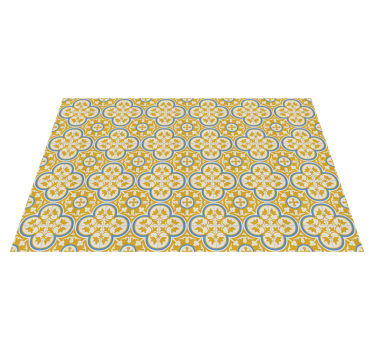Tapete vinílico retro azulejo hidráulico amarelo - TenStickers