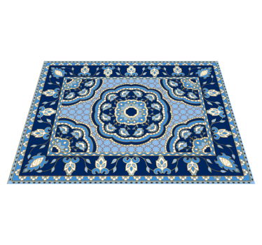 Tapete vinílico para sala de jantar design azul oriental - TenStickers