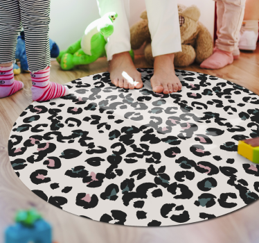 Tapete branco redondo de vinil tapete leopardo com estampa animal - TenStickers