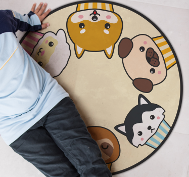 Animais de anime circulam tapete de animais - TenStickers