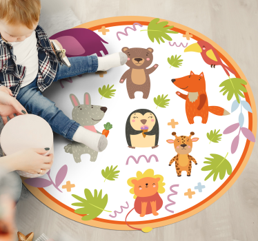 Bonito desenho animado zoológico animais tapete animal - TenStickers