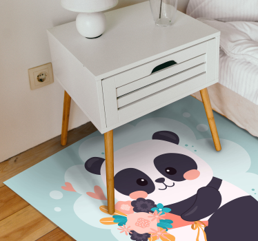 Cara de panda feliz tapete de vinil animal - TenStickers