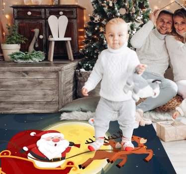 Cartoon papai noel em seu tapete de natal de trenó - TenStickers
