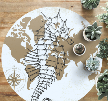 Cavalo-marinho mapa animal tapete - TenStickers