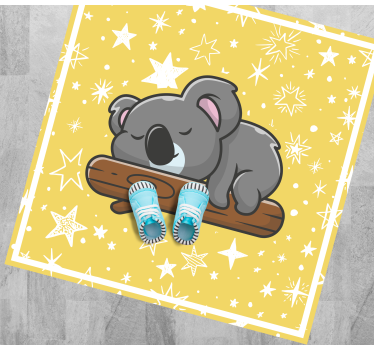 Coala dormindo em um tapete de galho de árvore - TenStickers