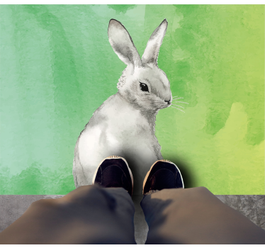 Coelho em tapete de animal de fundo verde - TenStickers