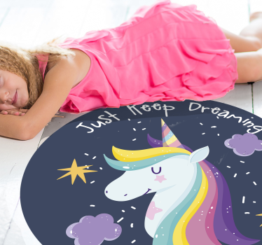 Continue sonhando com carpete de vinil infantil de unicórnio - TenStickers