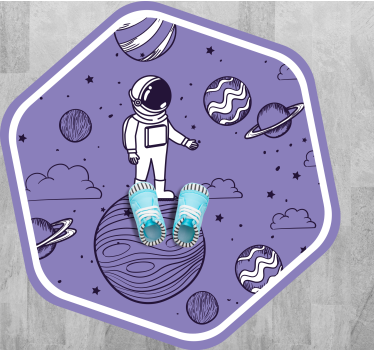 Desenho de astronauta com tapete do quarto dos planetas - TenStickers
