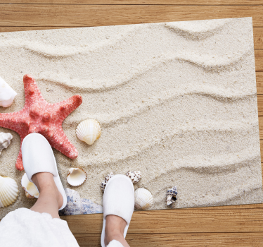 Estrelas do mar e conchas em piso de vinil de casa de banhode are - TenStickers