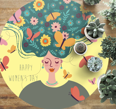 Feliz dia da mulher com tapete animal de borboletas - TenStickers