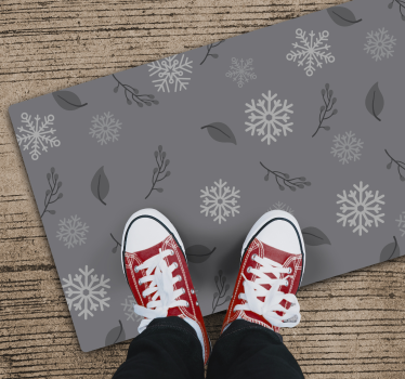 Fundo cinza com flocos de neve tapete de natal - TenStickers
