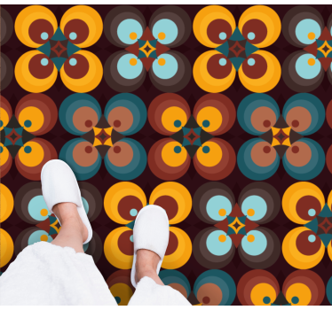 Grandes formas abstratas de flores, tapete retrô - TenStickers