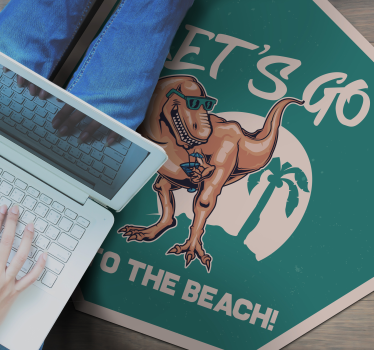 Ilustração de dinossauro vamos para o tapete de animais da praia - TenStickers
