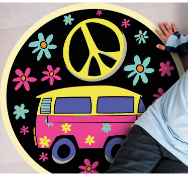 Microônibus com tapete retrô do símbolo da paz - TenStickers