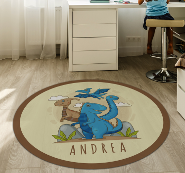 Mundo dos dinossauros com tapete de vinil personalizado com nome - TenStickers