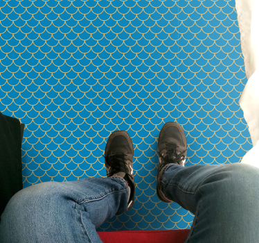Padrão de escamas de peixe azul piso de vinil para banheiro - TenStickers